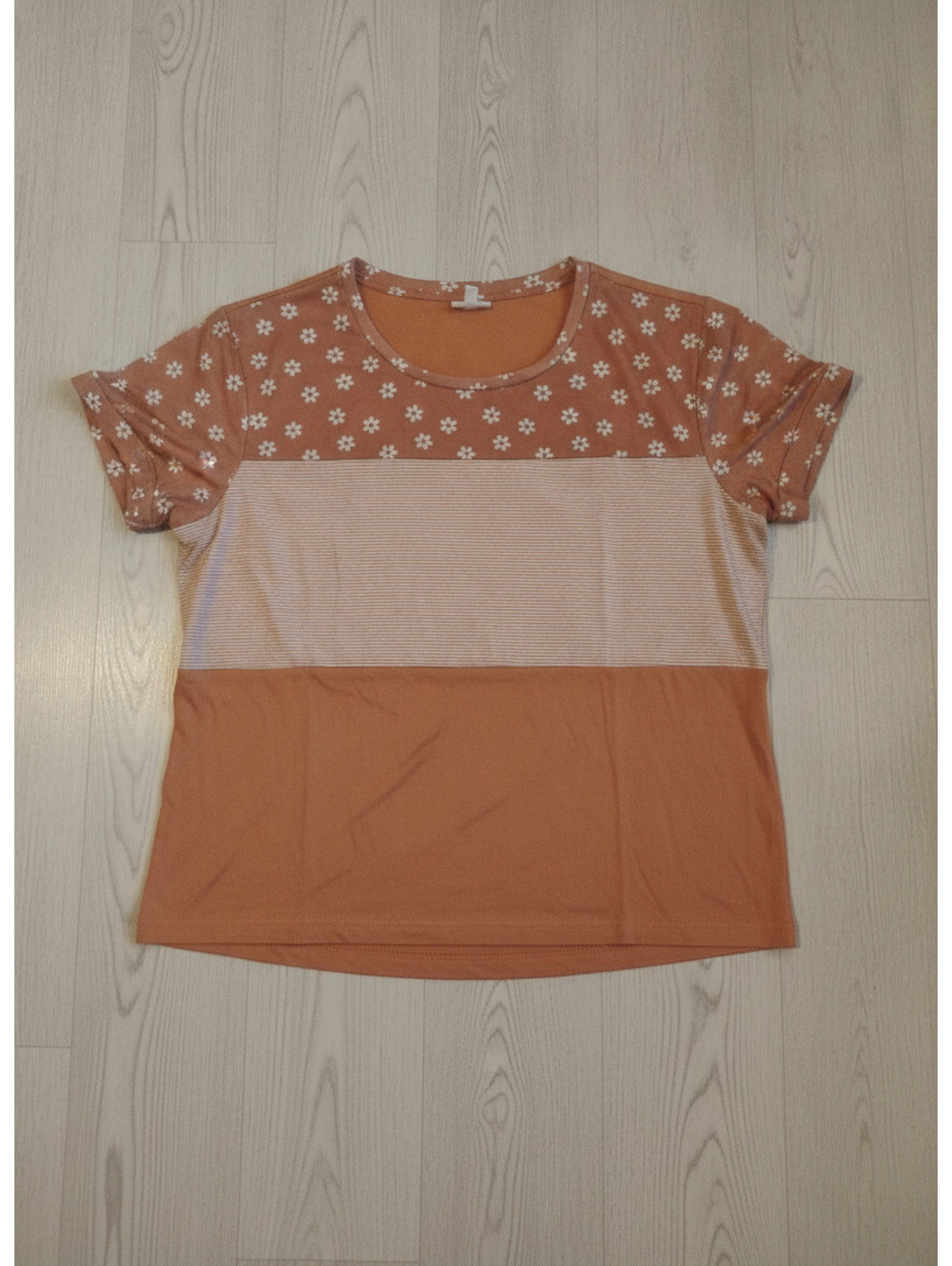 Self Esteem Women's 1X Floral and Striped Colorblock Tie-Front Top